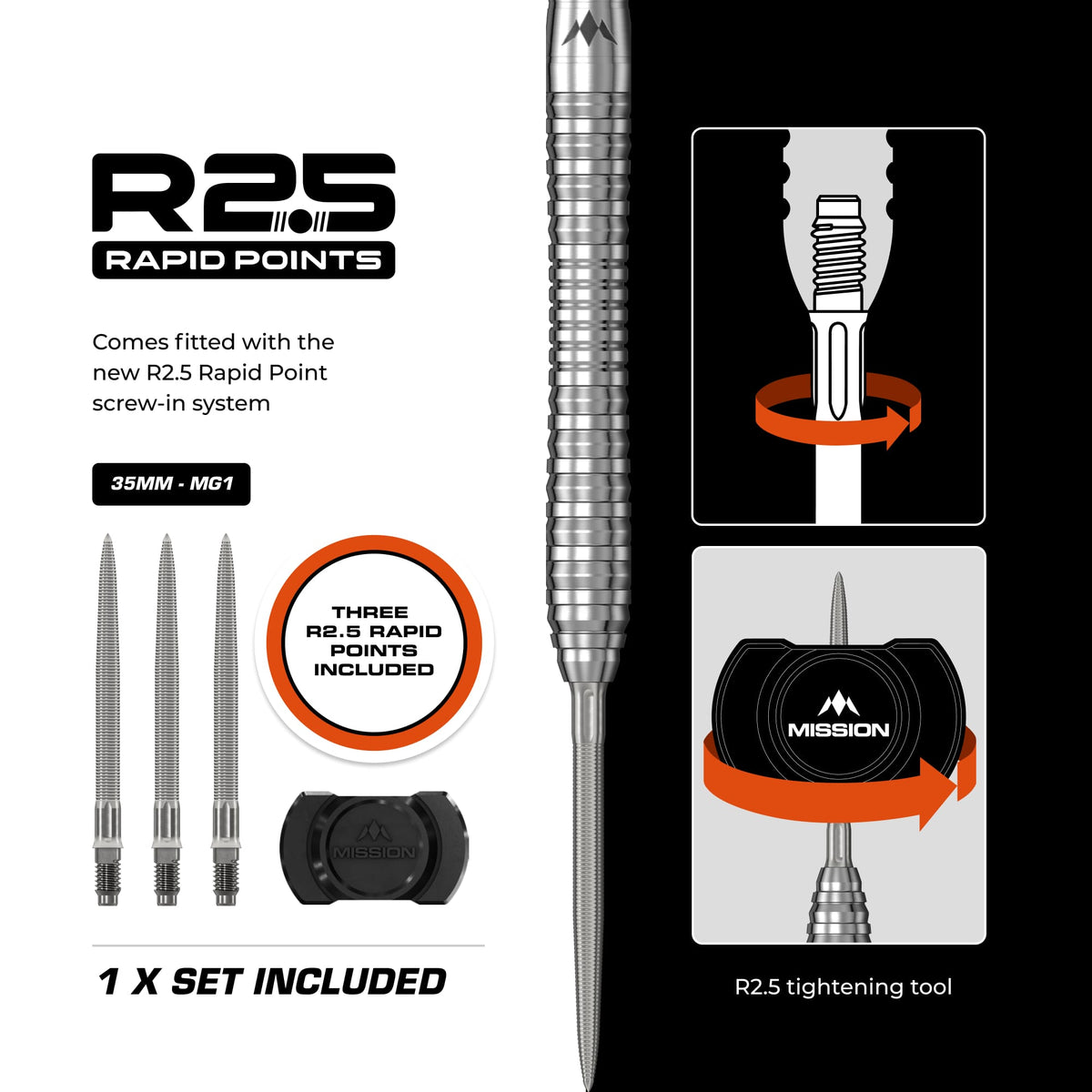 Mission BLUPRNT R2.5 Darts - Steel Tip - 90% Tungsten - REFND