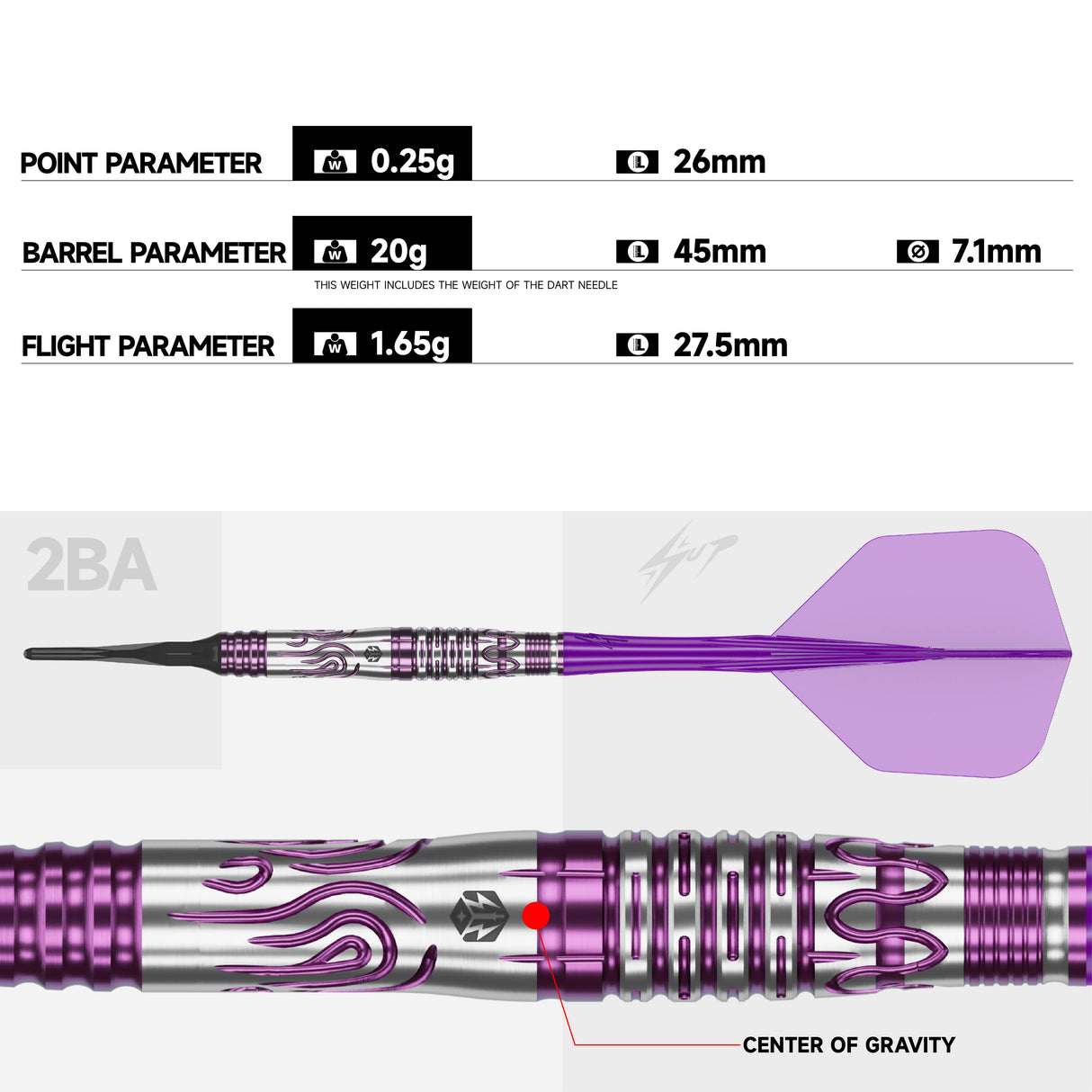 Caliburn Awakening Darts - Soft Tip - 90% Tungsten - Rainie 20g
