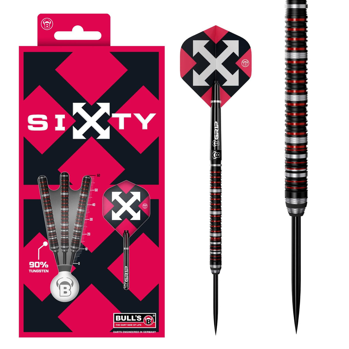 BULL'S Sixty Darts - Steel Tip - 90% Tungsten - S2