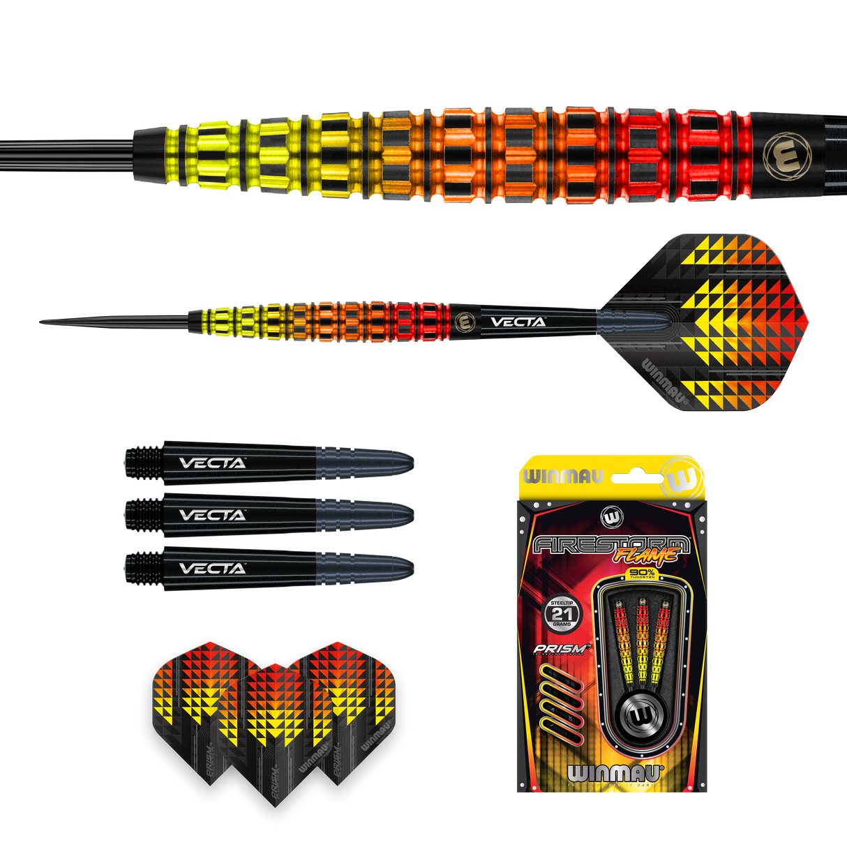 Winmau Firestorm Darts - Steel Tip - 90% Tungsten - Flame 2