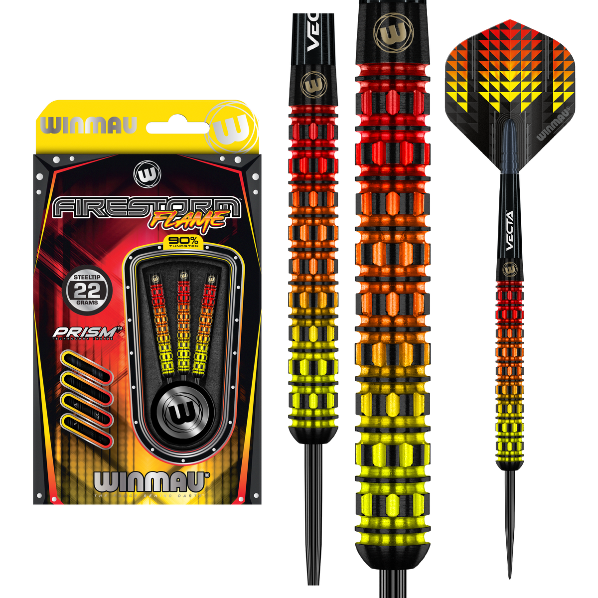 Winmau Firestorm Darts - Steel Tip - 90% Tungsten - Flame 1