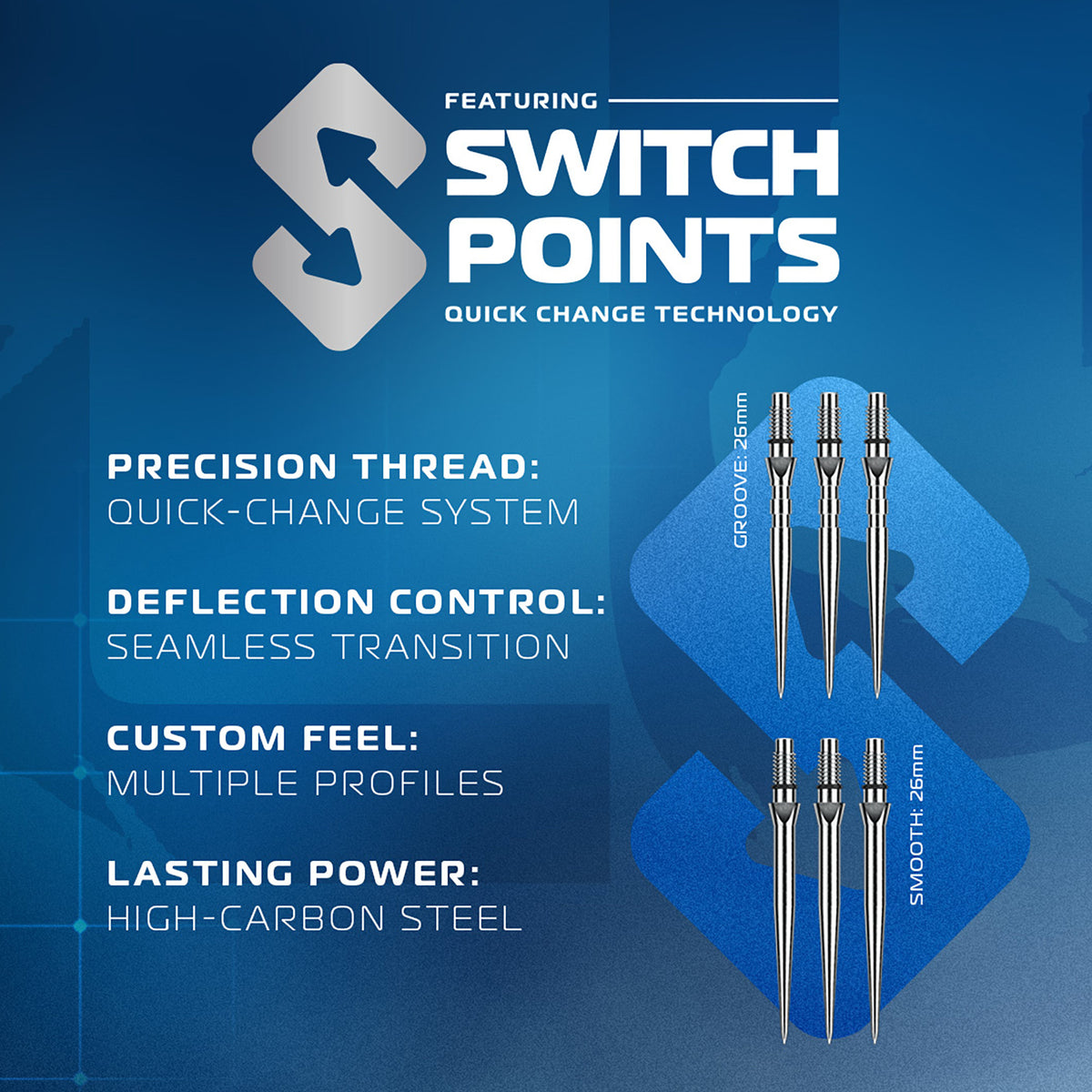 Winmau Lunaris Switch Darts - Steel Tip - 90% Tungsten - Parallel