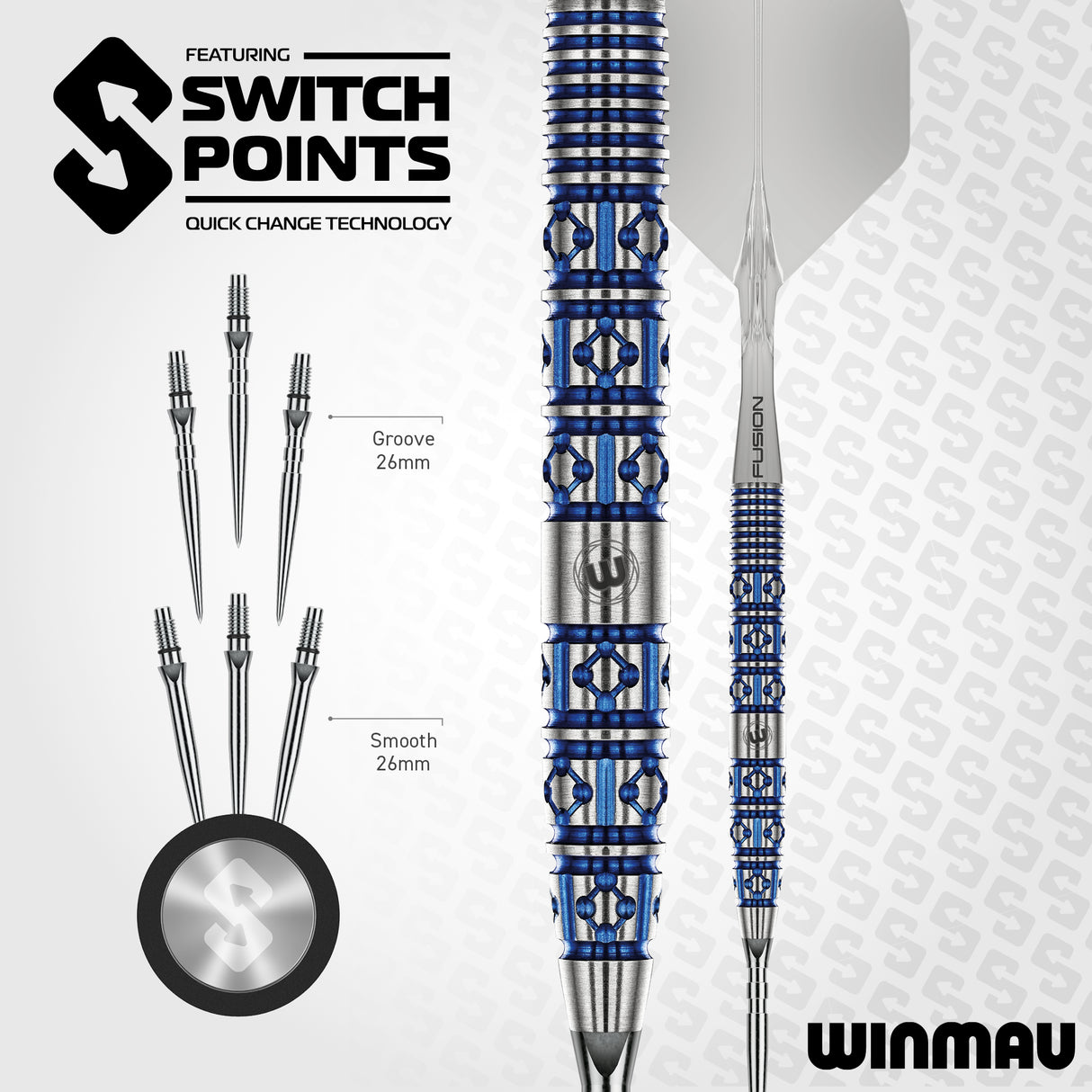 Winmau Lunaris Switch Darts - Steel Tip - 90% Tungsten - Tapered