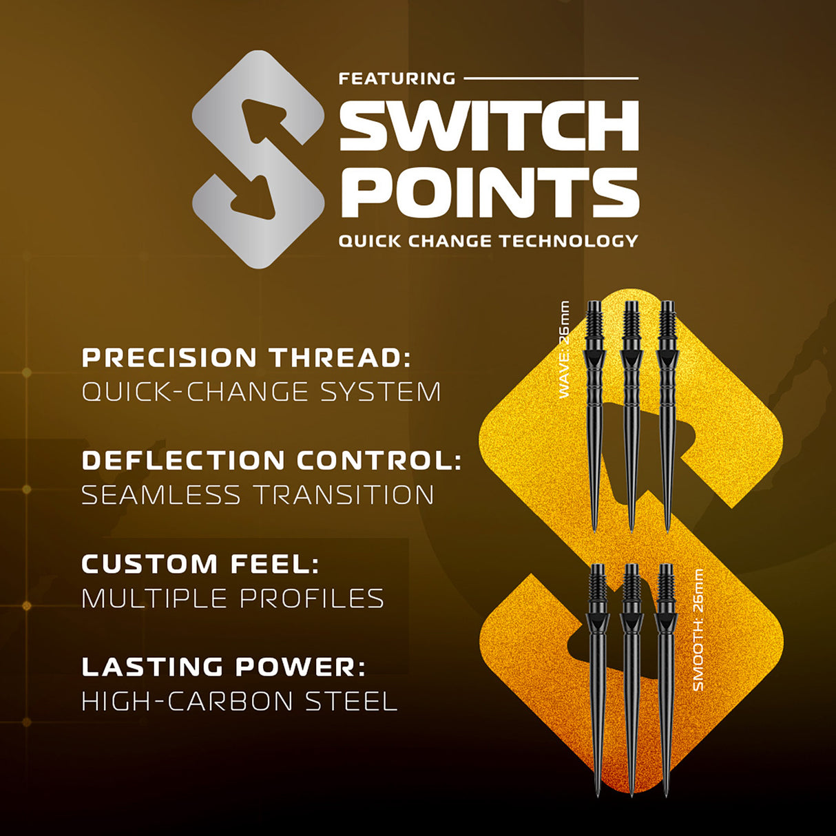 Winmau Exion Switch Darts - Steel Tip - 90% Tungsten - Parallel