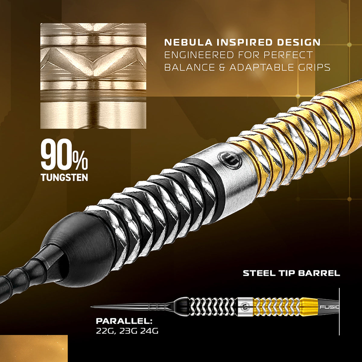 Winmau Exion Switch Darts - Steel Tip - 90% Tungsten - Parallel