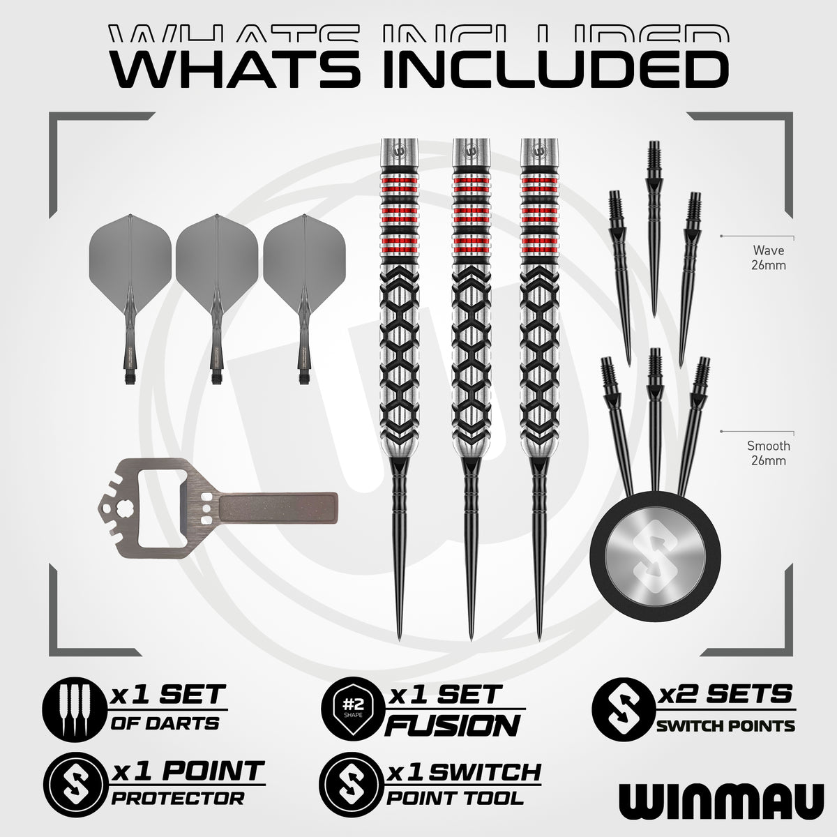 Winmau Fornax Switch Darts - Steel Tip - 90% Tungsten - Parallel