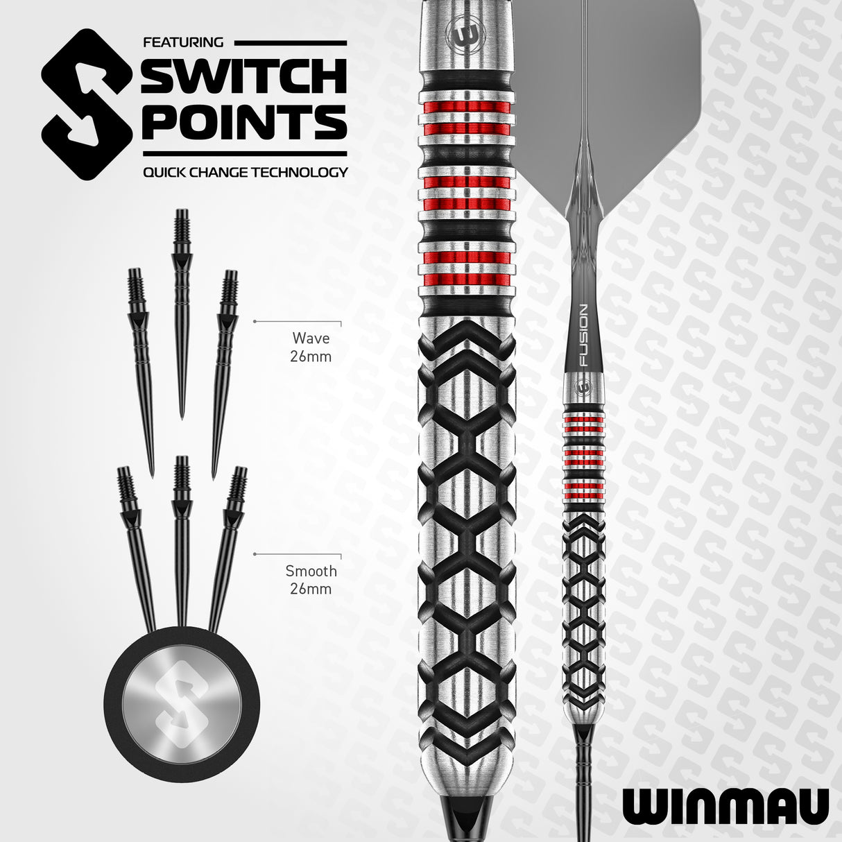 Winmau Fornax Switch Darts - Steel Tip - 90% Tungsten - Parallel