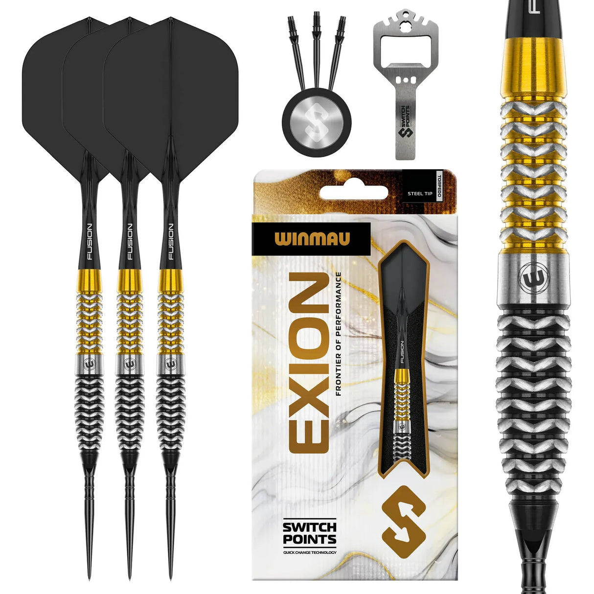 Winmau Exion Switch Darts - Steel Tip - 90% Tungsten - Torpedo