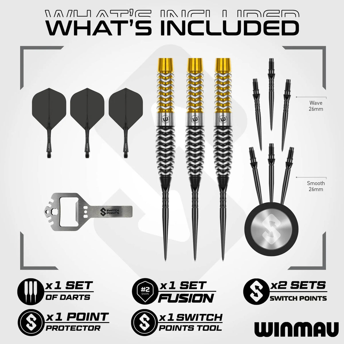 Winmau Exion Switch Darts - Steel Tip - 90% Tungsten - Torpedo