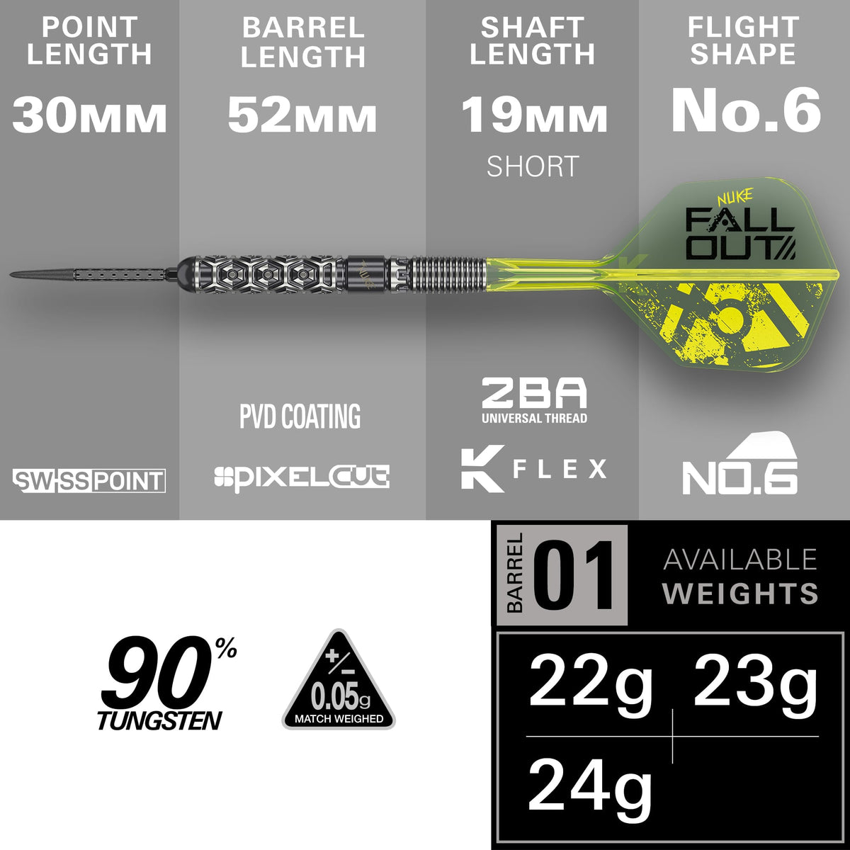 Target Luke Littler Darts - Steel Tip - 90% Tungsten - Fallout