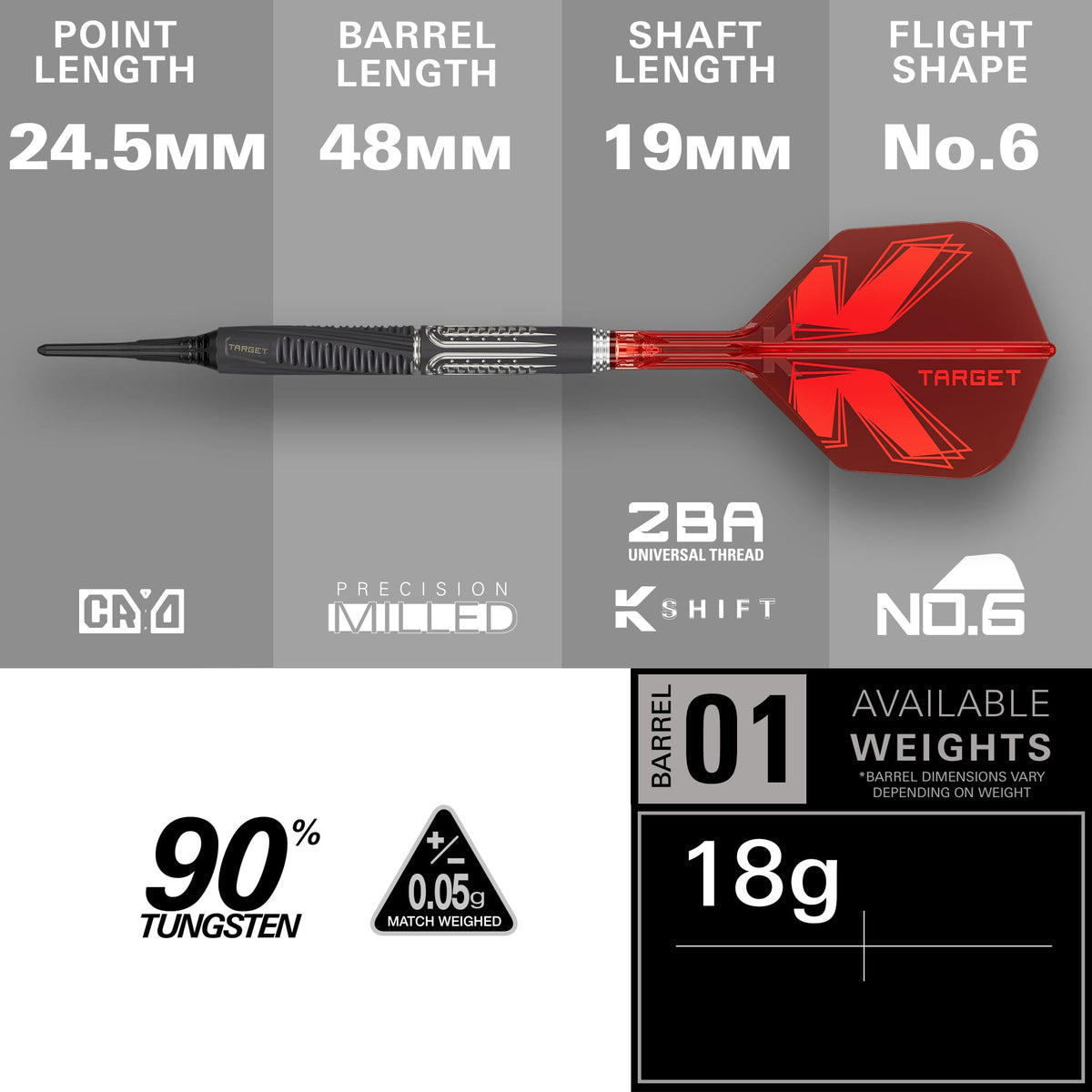 Target Shift Darts - Soft Tip - 90% Tungsten 18g