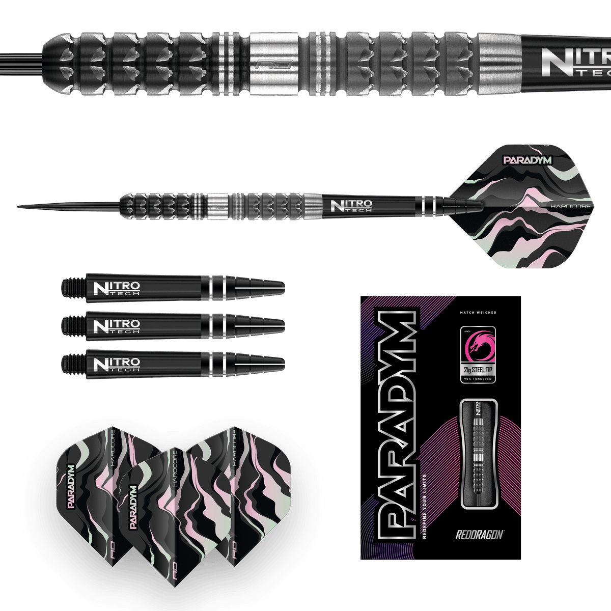 Red Dragon Paradym Darts - Steel Tip - 90% Tungsten - Parallel