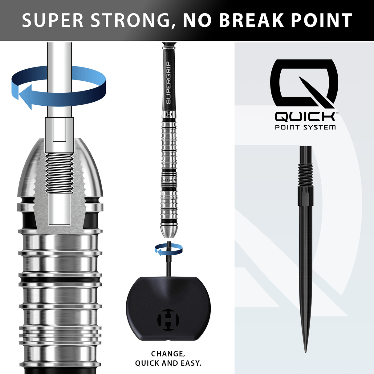 Harrows Supergrip QP Darts - Steel Tip - 90% Tungsten