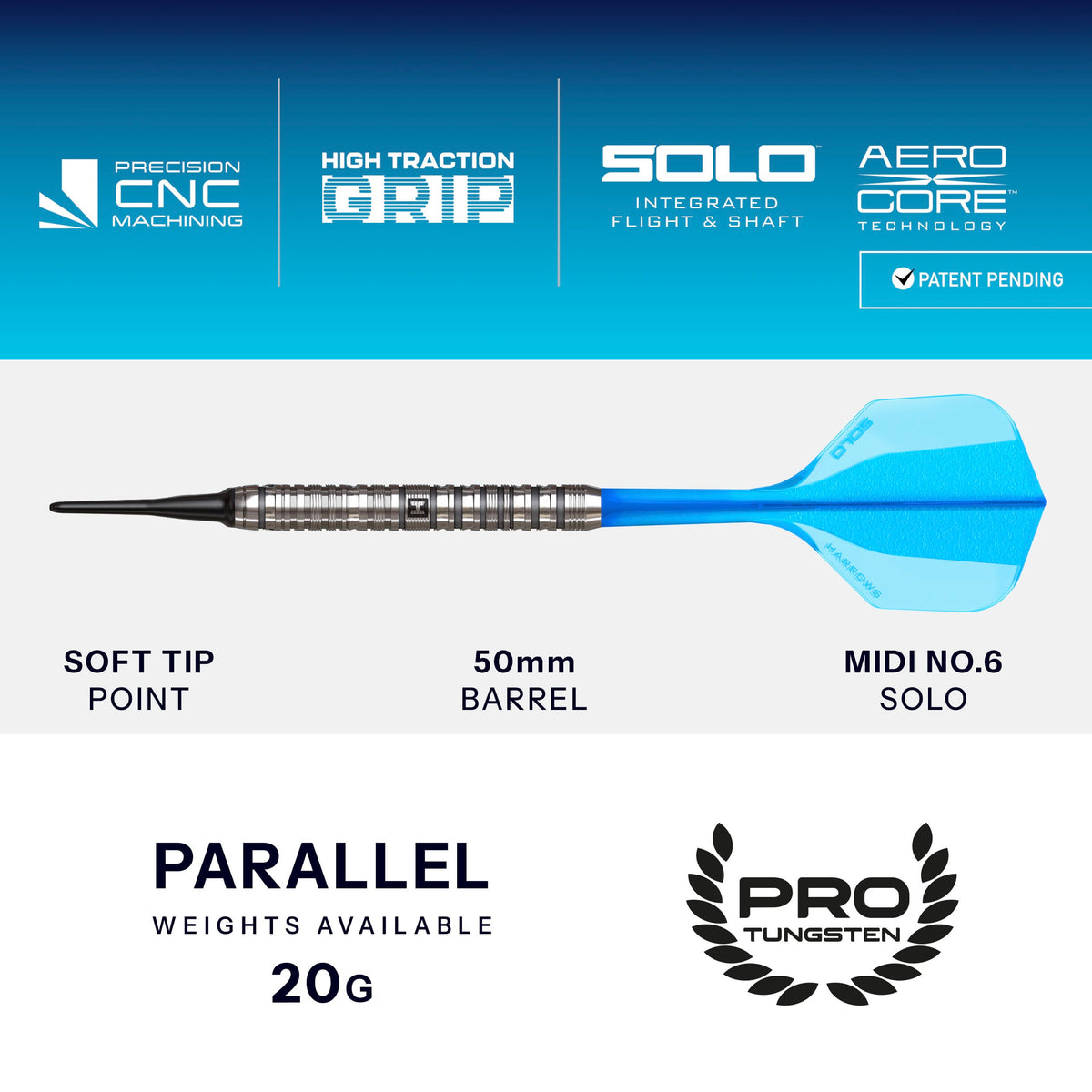 Harrows Flux Darts - Soft Tip - 90% Tungsten 20g