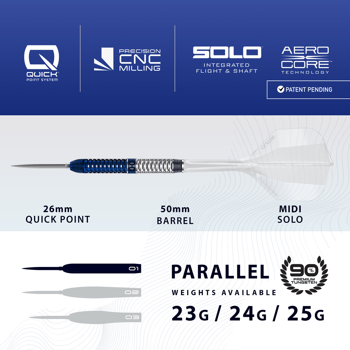 Harrows Geo Darts - Steel Tip - 90% Tungsten - Geo 01