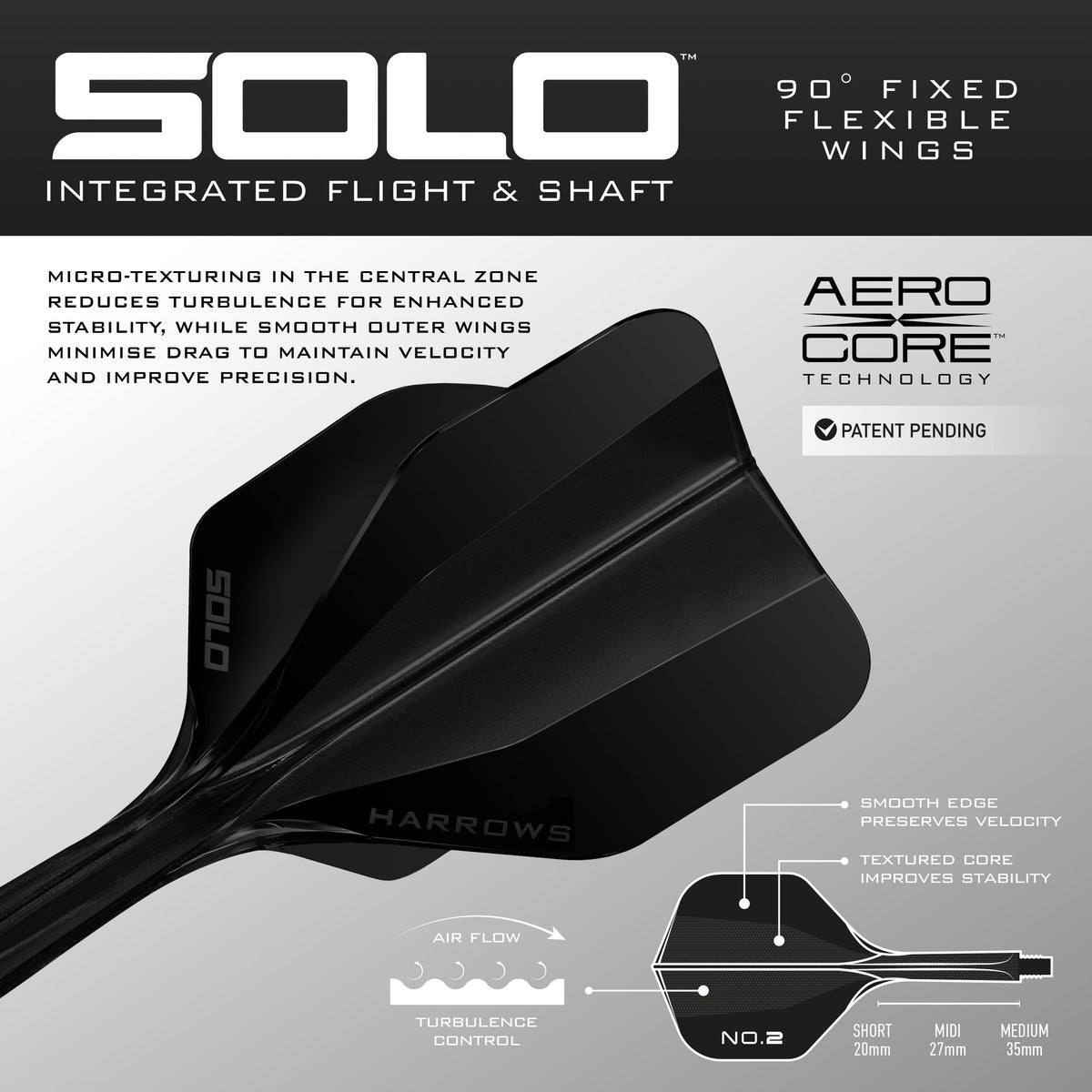 Harrows Solo 2 Dart Flights - Moulded Shaft & Flight