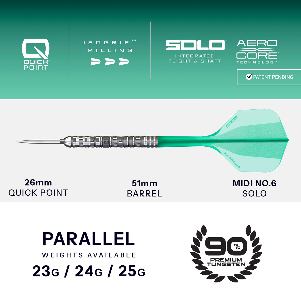 Harrows Torrent Darts - Steel Tip - 90% Tungsten - Parallel