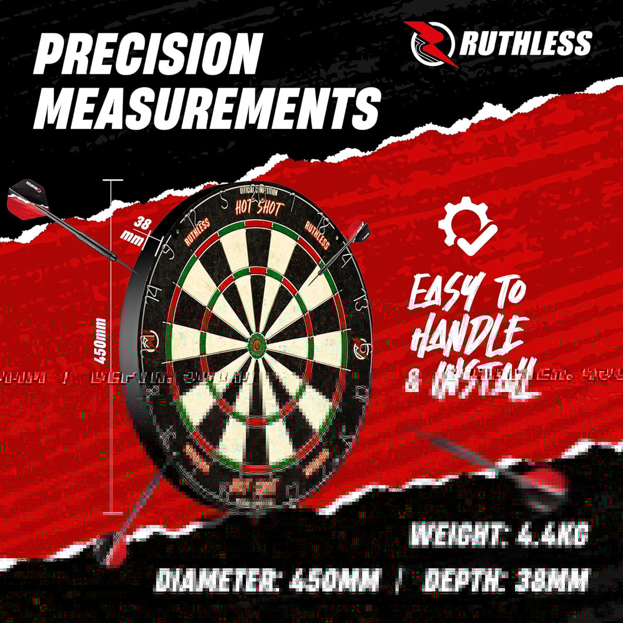 Ruthless Animal Home Darts Centre - Hotshot Dartboard in Cabinet - Cobra