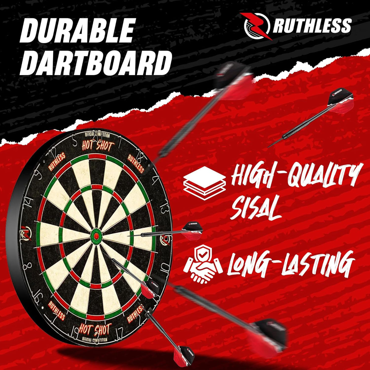 Ruthless Animal Home Darts Centre - Hotshot Dartboard in Cabinet - Cobra