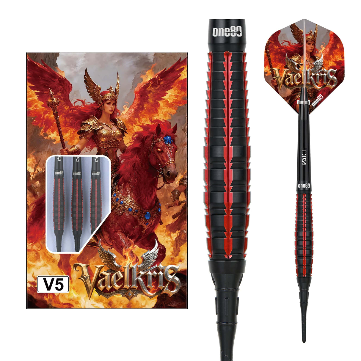 One80 Vaelkris Darts - Soft Tip - 90% Tungsten - V05 20g