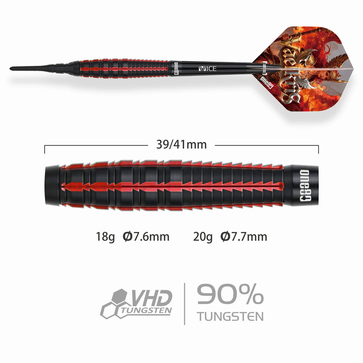 One80 Vaelkris Darts - Soft Tip - 90% Tungsten - V05 20g
