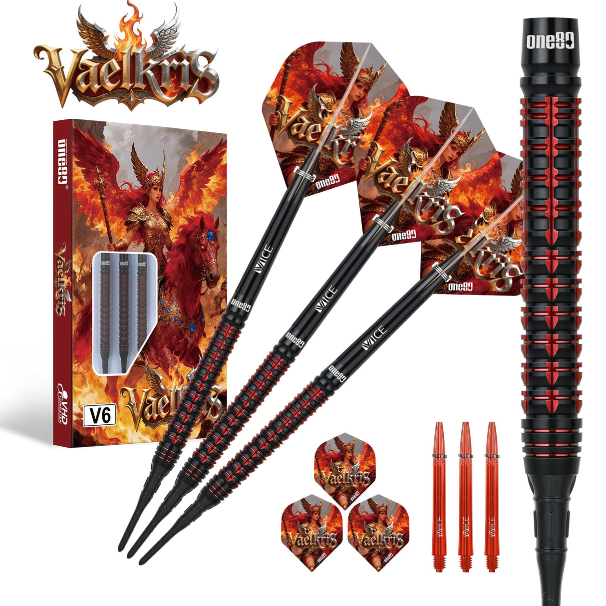 One80 Vaelkris Darts - Soft Tip - 90% Tungsten - V06 20g