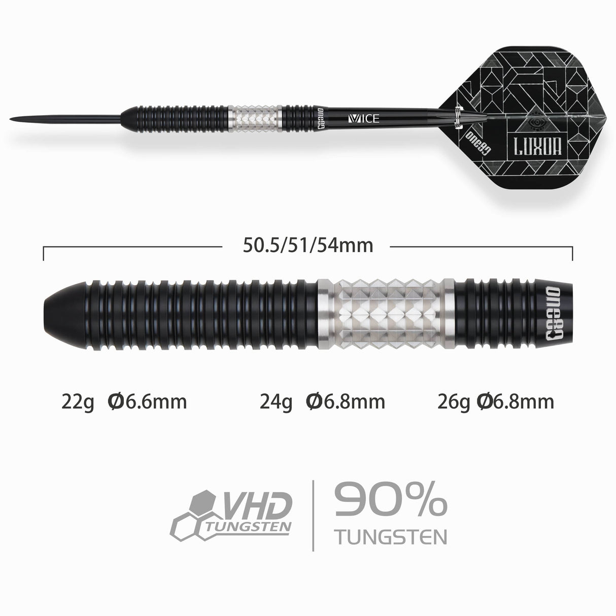 One80 Luxor II Darts - Steel Tip -90% Tungsten - Iota