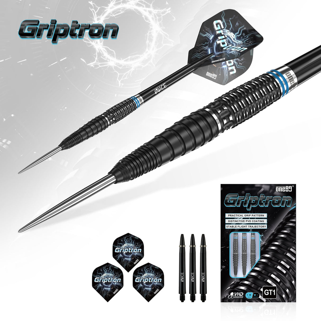 One80 Griptron Darts - Steel Tip - 90% Tungsten - GT1