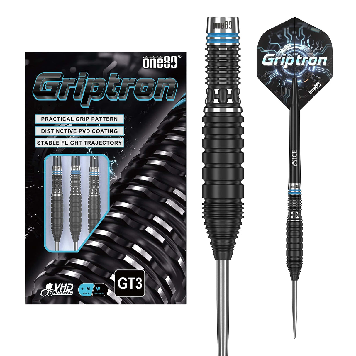 One80 Griptron Darts - Steel Tip - 90% Tungsten - GT3