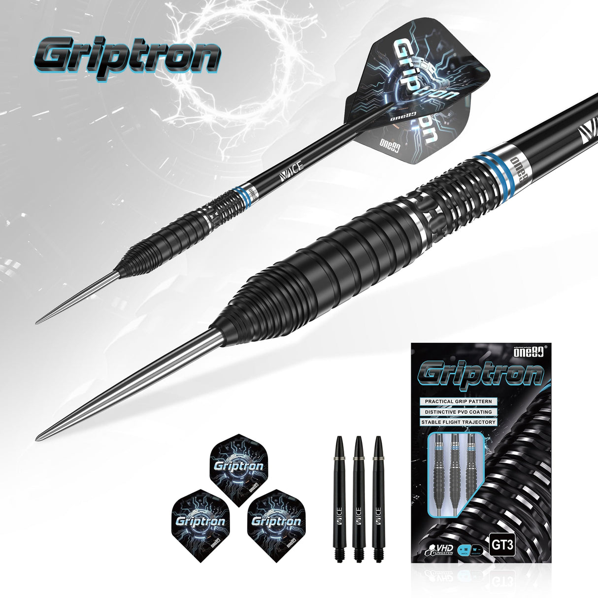 One80 Griptron Darts - Steel Tip - 90% Tungsten - GT3