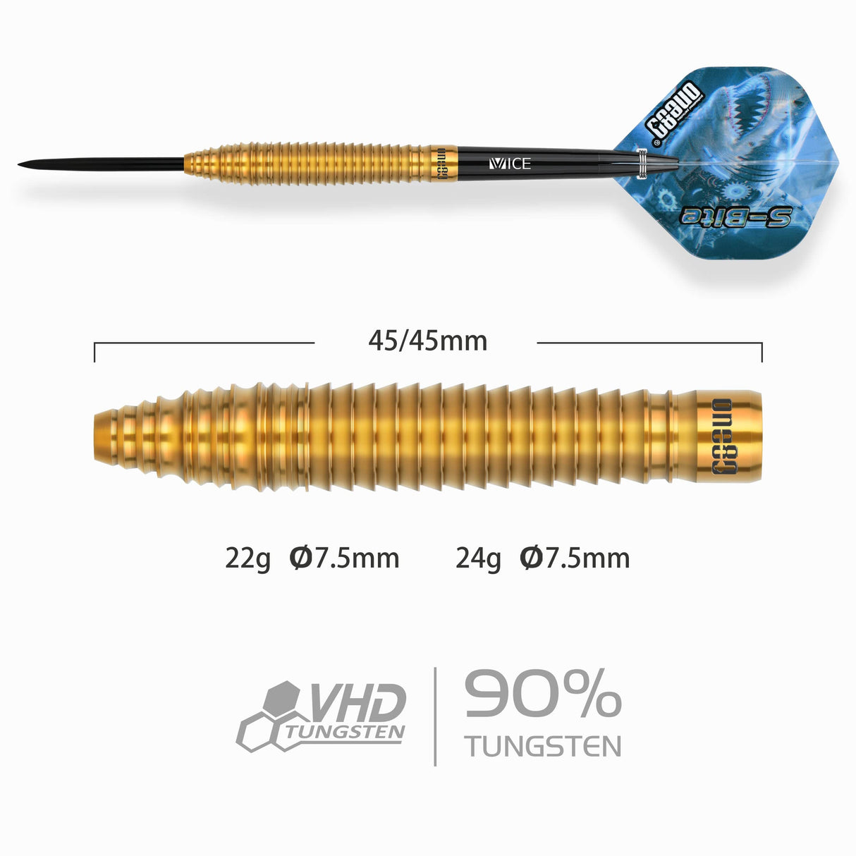 One80 S-Bite Darts - Steel Tip - 90% Tungsten - S-B2