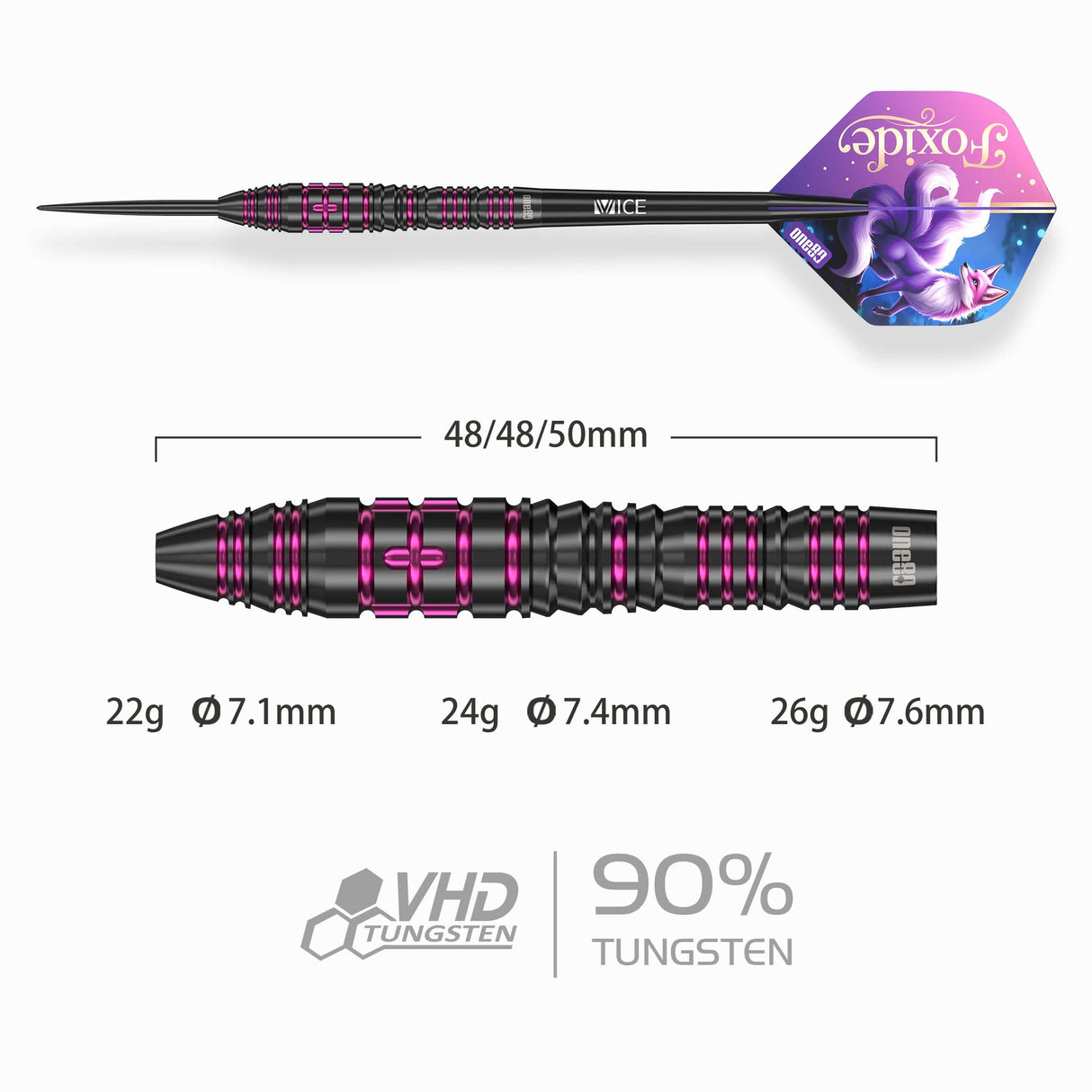 One80 Foxide Darts - Steel Tip - 90% Tungsten - F4