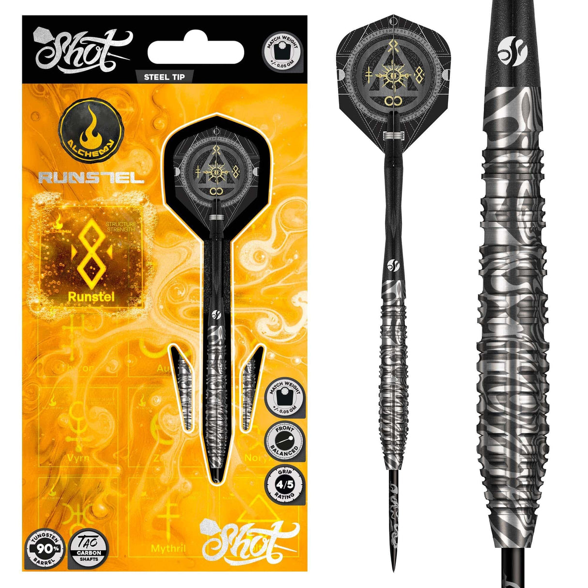 Shot Alchemy Darts - Steel Tip - 90% Tungsten - Runstel