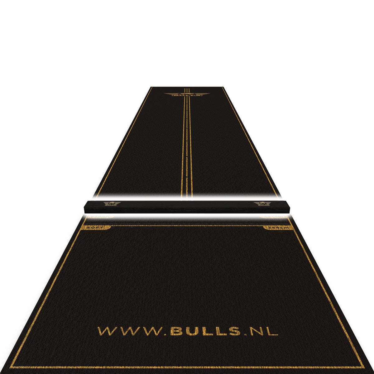 Bulls Advantage Carpet Dart Mat - with oche - Black  & Gold - 300 x 85cm