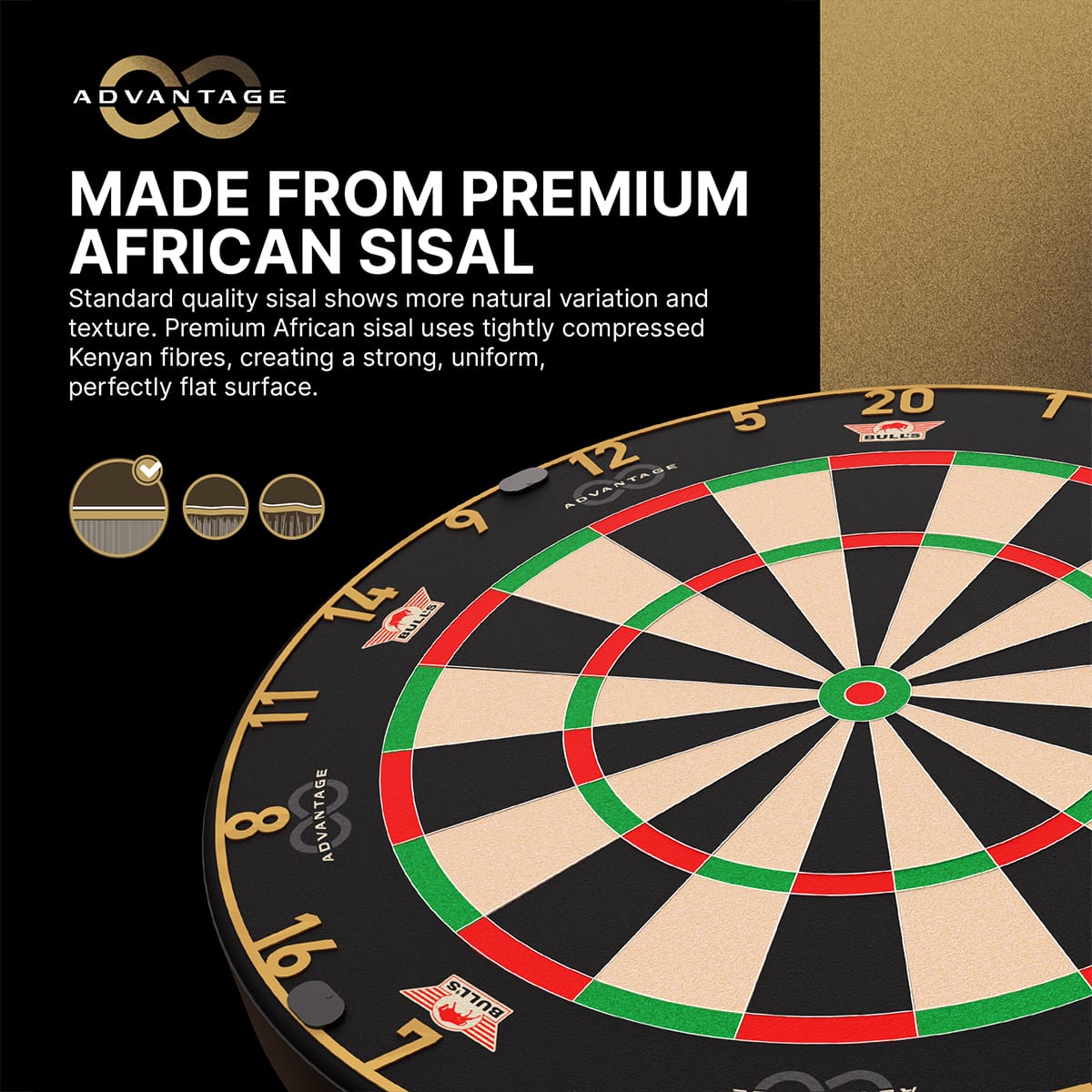 Bulls Advantage 8 Dartboard - Professional - African Sisal