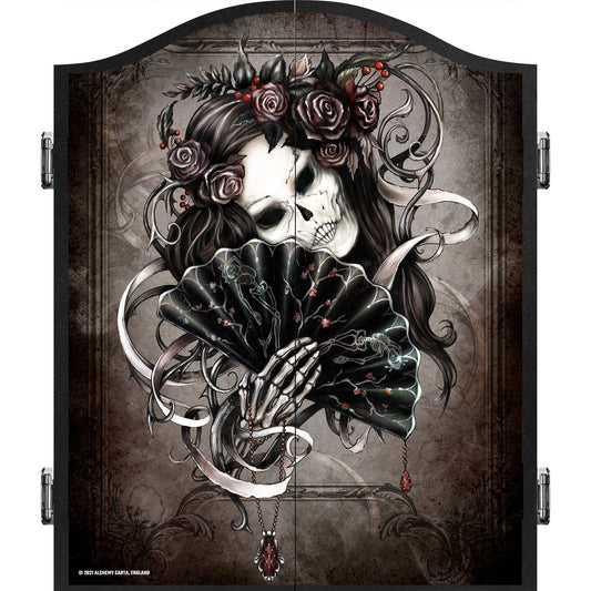 Alchemy Dartboard Cabinet - Official Licensed - Professional Design - Black - Skeleton Fan