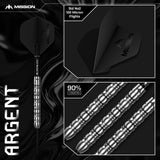 Mission Argent Darts - Steel Tip - 90% Tungsten - Silver