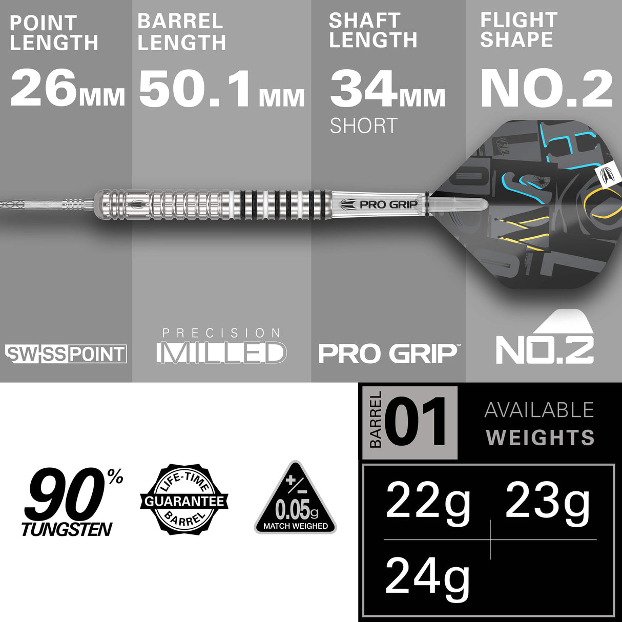 Target Chris Dobey Darts - Steel Tip - 90% Tungsten