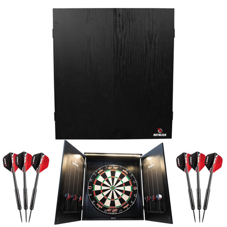 Ruthless Home Darts Centre - Cabinet with USB Light - Black
