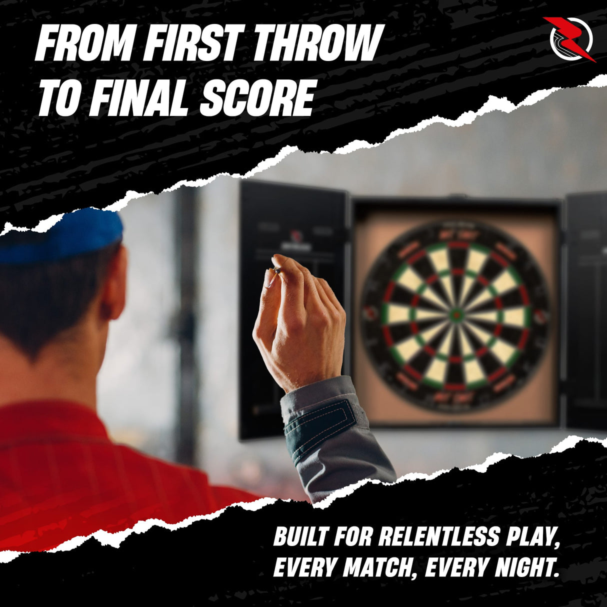 Ruthless Home Darts Centre - Cabinet with USB Light - Gorilla