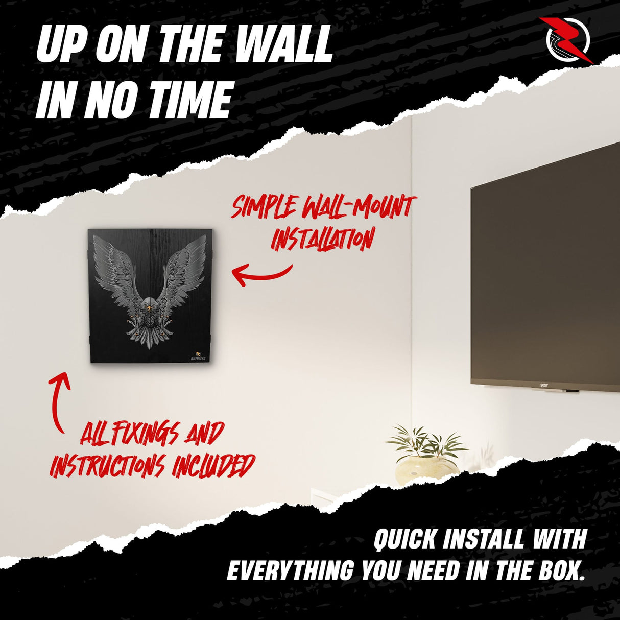 Ruthless Home Darts Centre - Cabinet with USB Light - Eagle
