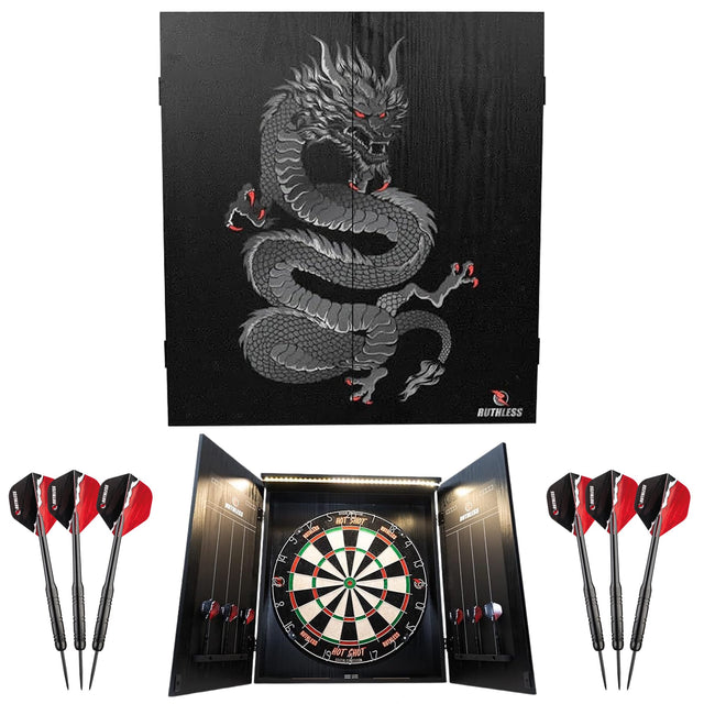 Ruthless Home Darts Centre - Cabinet with USB Light - Dragon