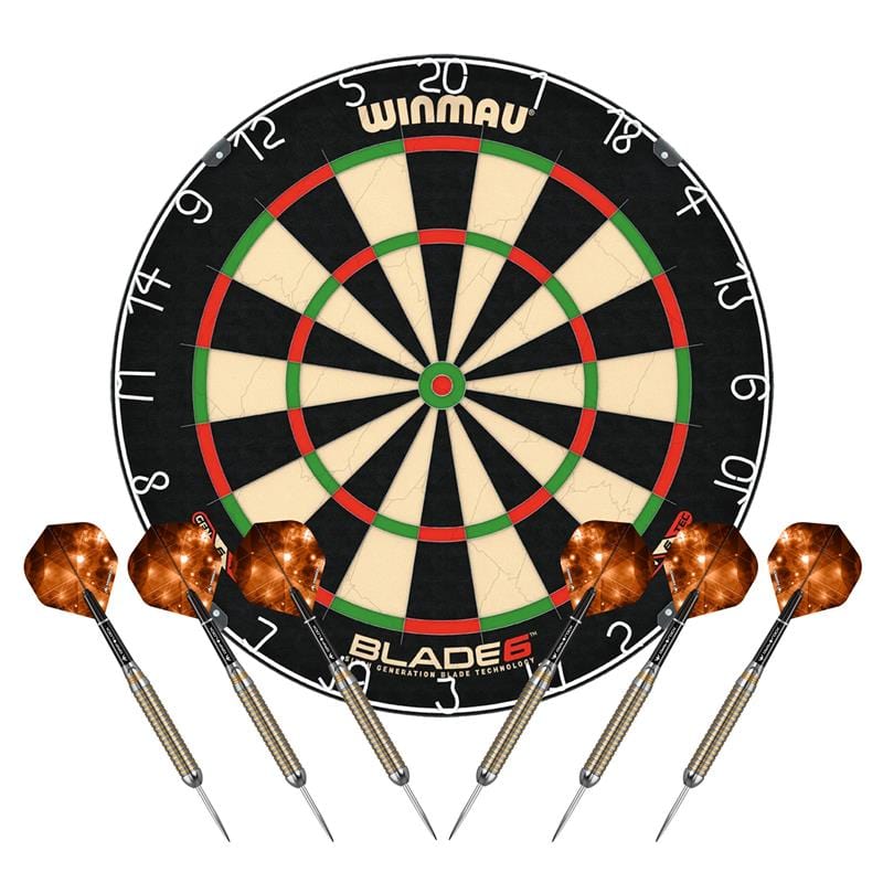 Winmau Blade 6 Dartboard with 2 Darts Sets - Professional - with Rota Lock System