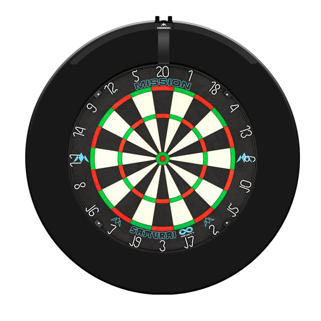 Mission Samurai Infinity Dartboard Set - Dart Board, Surround & Torus 100 Light - Black