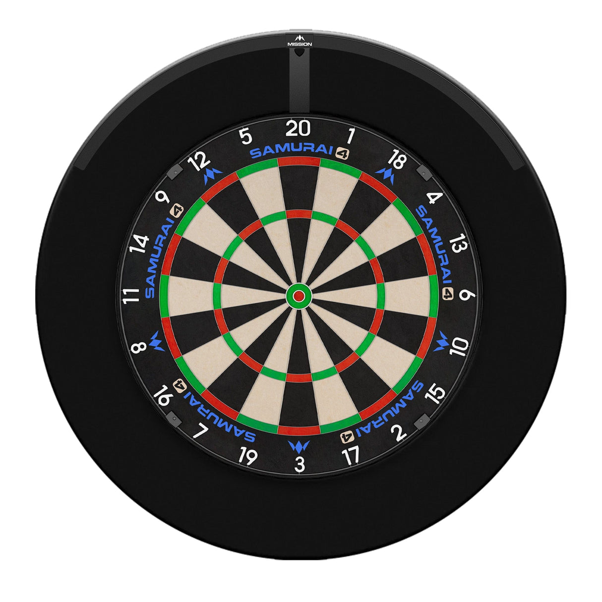 Mission Samurai 4 Dartboard Set - Dart Board, Surround & Torus 120 Light Samurai 4 White