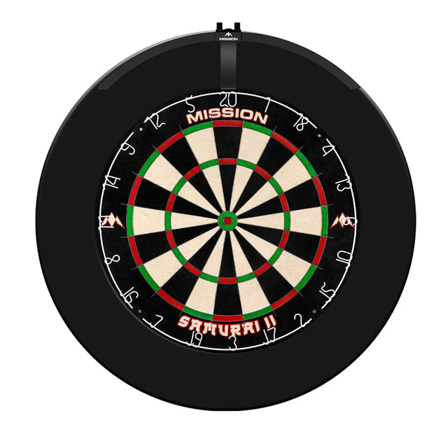 Mission Samurai II Dartboard Set - Dart Board, Surround & Torus 100 Light - Black