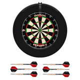 Mission Samurai II Dartboard Set - Dart Board, Surround, Torus 100 Light & 2 sets of Brass Darts - Black