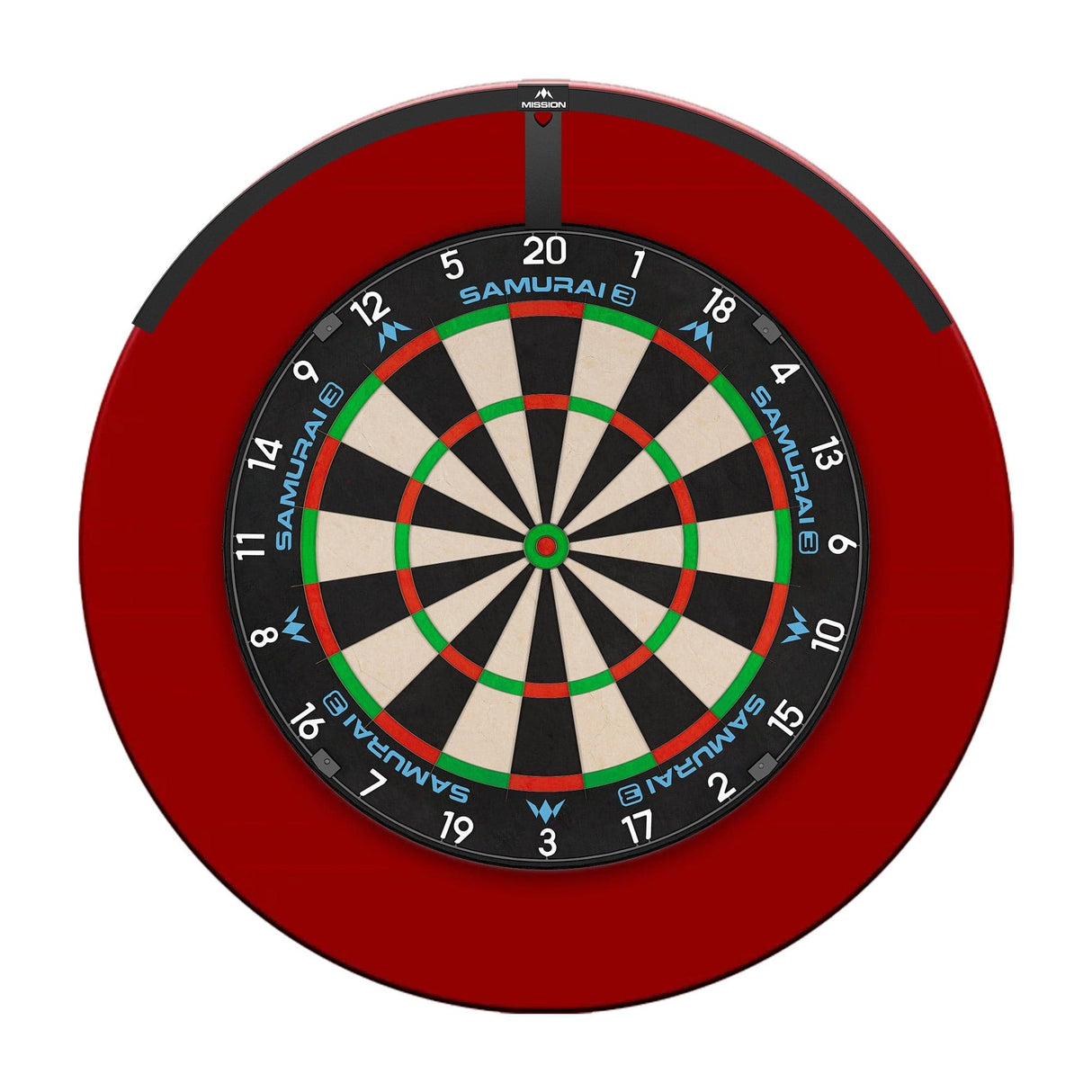 Mission Samurai 3 Dartboard Set - Dart Board, Red Surround & Torus 120 Light