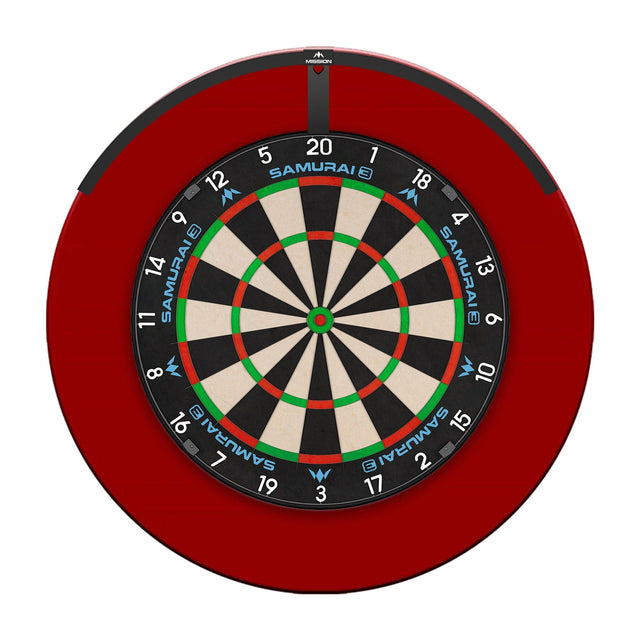 Mission Samurai 3 Dartboard Set - Dart Board, Red Surround & Torus 120 Light