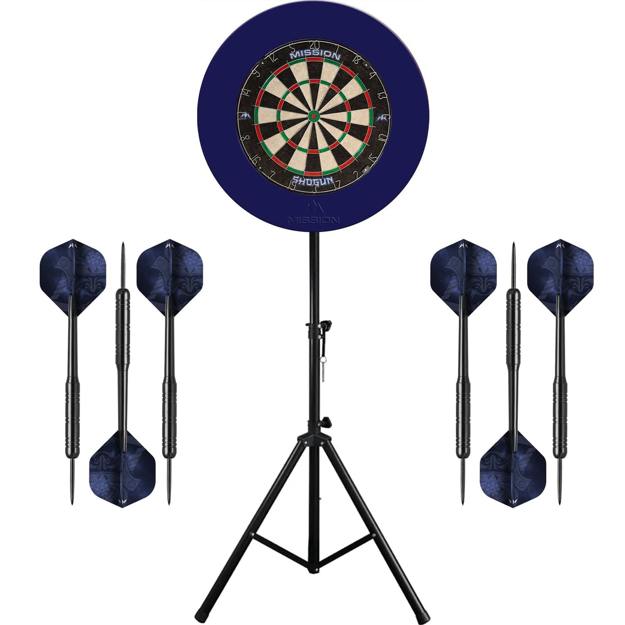 Mission Shogun Dartboard & Stand Set - Dart Board, Surround and Stand - Blue